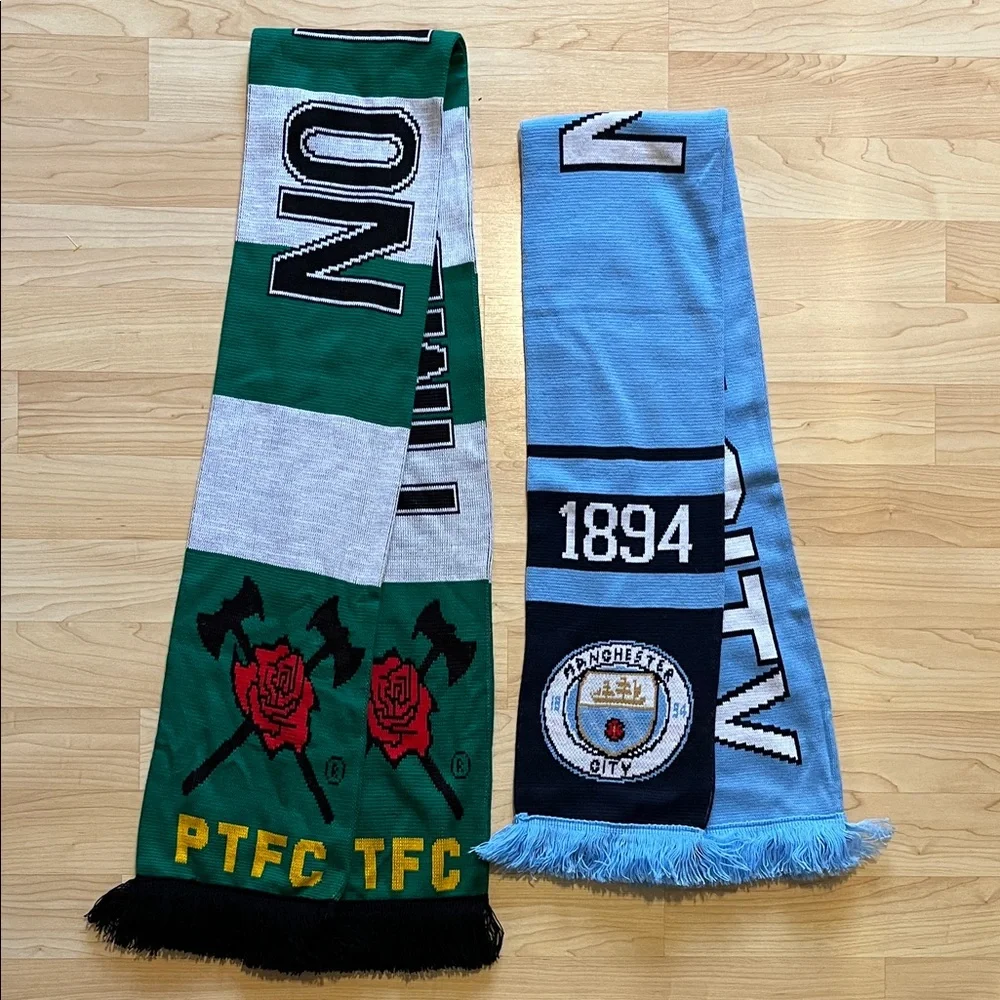 Portland Timbers Army No Pity & Manchester City 1894 Scarf Soccer Bundle